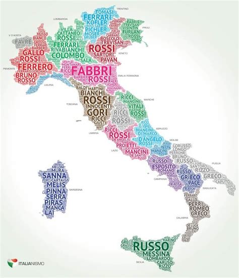 mapa de apellidos en italia